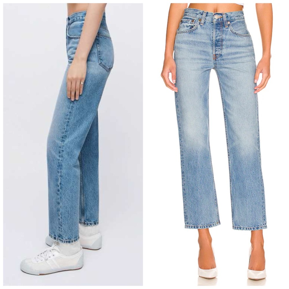 Re/Done‎ 70s Stove Pipe In Favorite Bleu Blue Denim Jeans Size 30